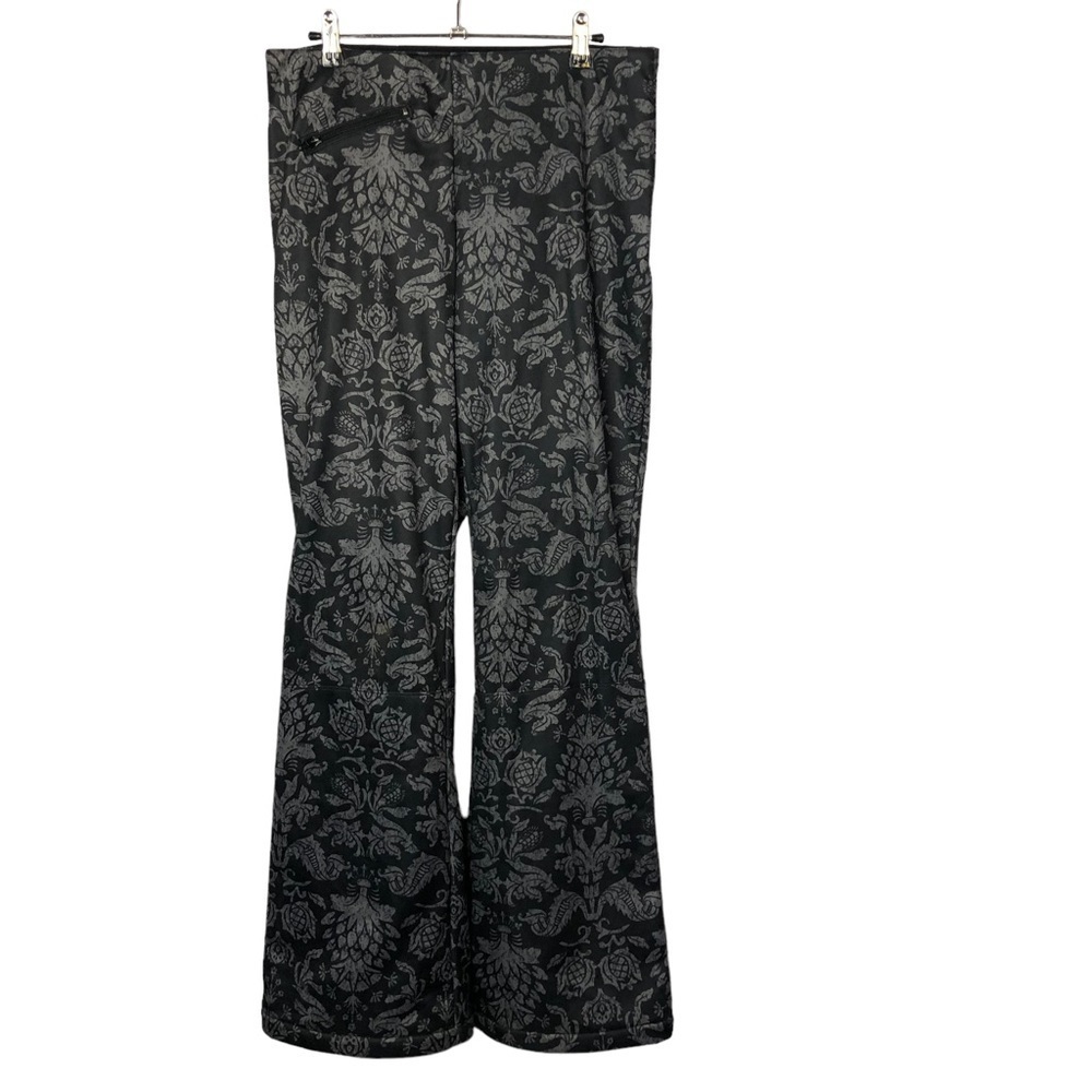 Athleta Black Damask Print Straight Leg Snowboard Pants 14